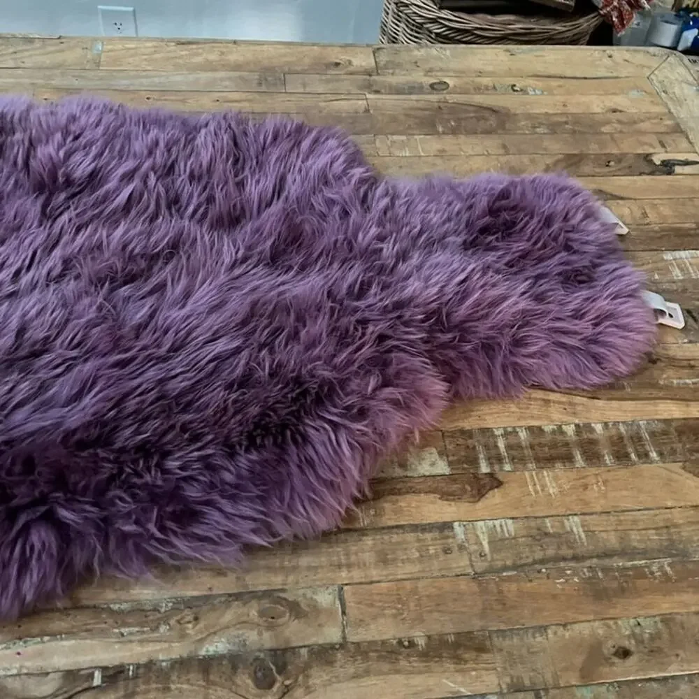Genuine Sheepskin Fur Car Seat Cover Dyed Purple Seat Pad Cushion